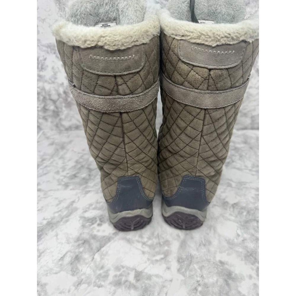 Patagonia Nickel Waterproof Winter Boots Womens 9 Quilted Leather Faux Fur Grey